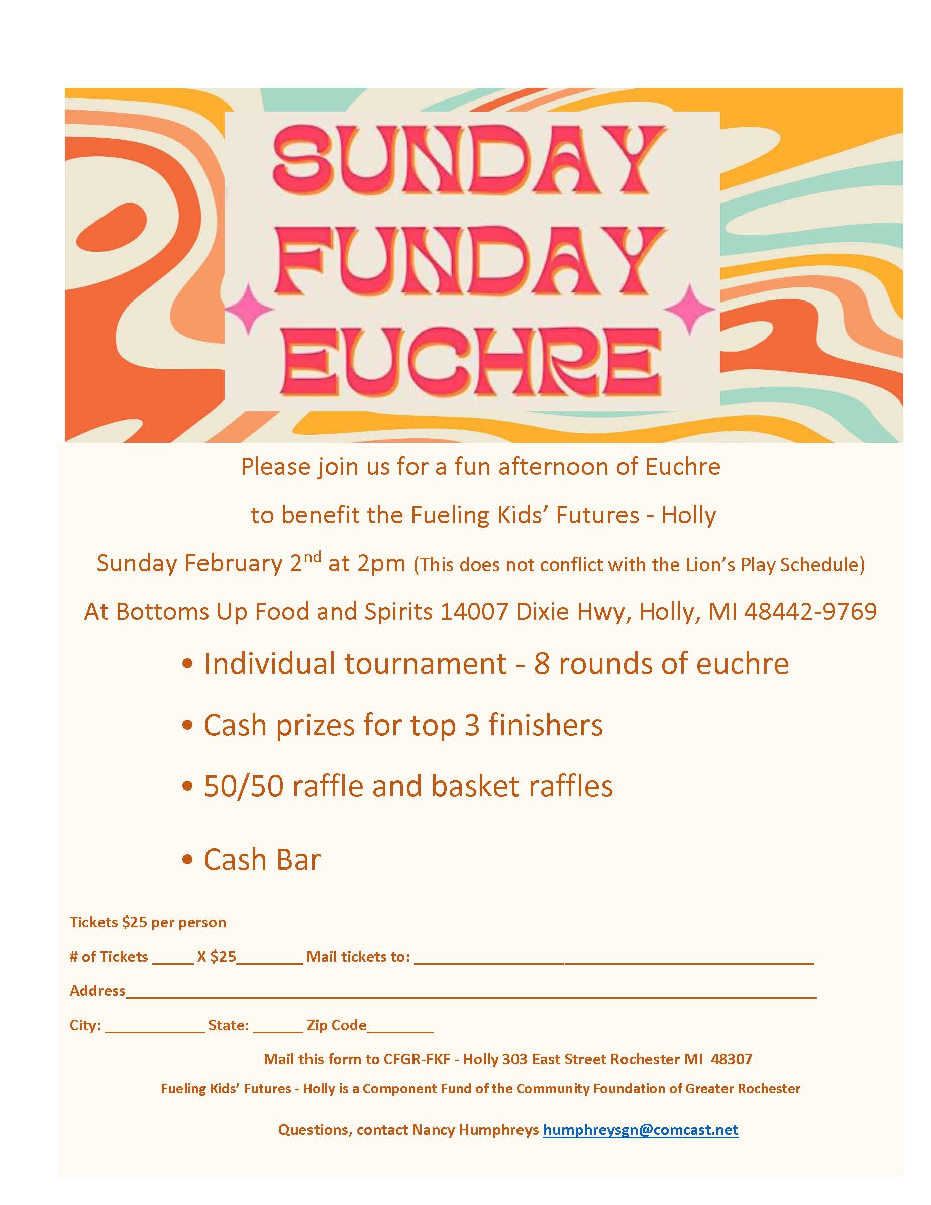 Holly Sunday Fun Day Euchre 2025 Flyer